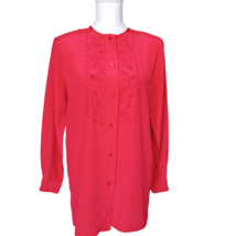 Jaclyn Smith Womens Red Long Sleeve Embroidered Blouse Size 10 - £18.61 GBP