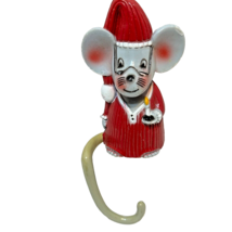 Vintage Mouse with Candle Christmas Stocking Hanger Plastic 6.5 inch - £10.82 GBP