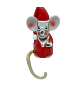 Vintage Mouse with Candle Christmas Stocking Hanger Plastic 6.5 inch - £10.66 GBP