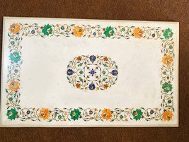 Size: 18&quot;x28&quot; table top Board Table Top Marble &amp; Semi Precious Inlay Sto... - £467.69 GBP