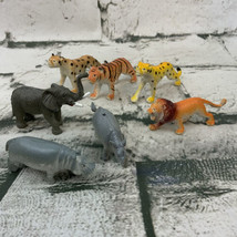 Safari Animals Large Cats Leopard Lion Elephant Hippo Plastic Figures - $11.88