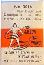 Samson Spring #3016 Watch Mainspring - 3 x 14 x 10.5, .120 .007 26.67 nos - £7.71 GBP