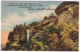 Postcard Lover&#39;s Leap High Falls Rock City Gardens Lookout Mountain Georgia - $3.95