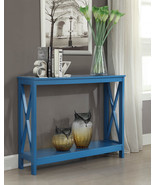 Wood Console Table Sofa Tables Accent Entryway Hall Foyer Blue Storage S... - £75.88 GBP