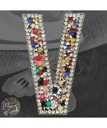 Letter V Multicolor Rhinestone Iron On Patch Applique Mbellishment - $4.00