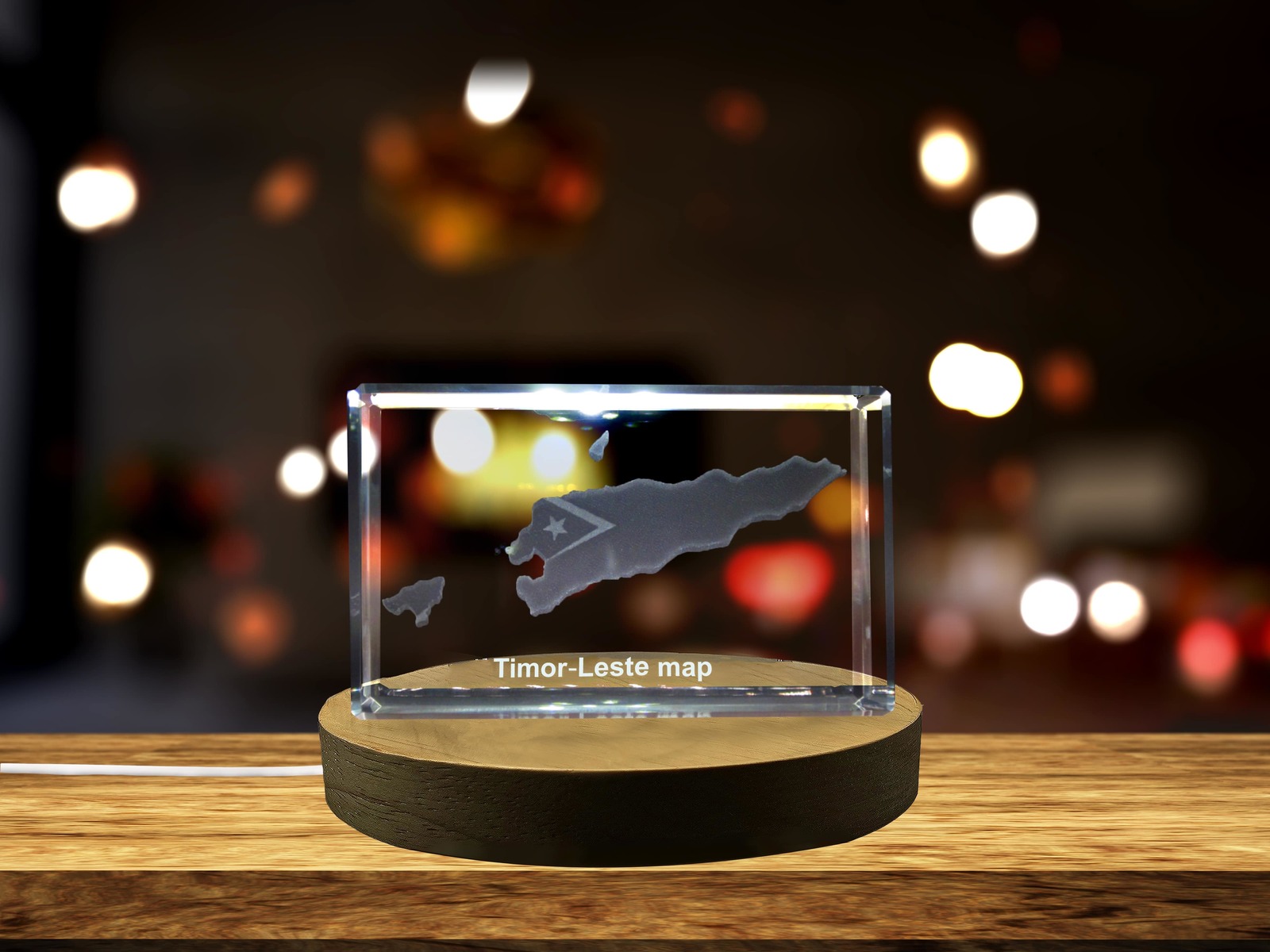 LED Base included | Timor-Leste 3D Engraved Crystal 3D Engraved Crystal Keepsake