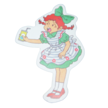 Anime Girl Red Hair Redhead Drink Green Dress Bow Cute Chibi Kawaii Sticker - £1.76 GBP