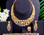 K blue cz indian gold color luxury bridal wedding choker necklace earrings jewelry thumb155 crop