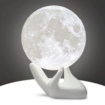 Moon Lamp, 3.5 Inch 3D Printing Lunar Lamp Night Light With White Hand Stand As  - £27.17 GBP