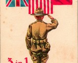 Vtg Postcard WWI 1918 3 in 1 For Humanity Patriotic Soldier at Attention - £29.83 GBP