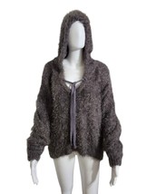 Free People Fuzzy Light As a Feather Hoodie XS  Grey Cozy Snuggly  - $69.78