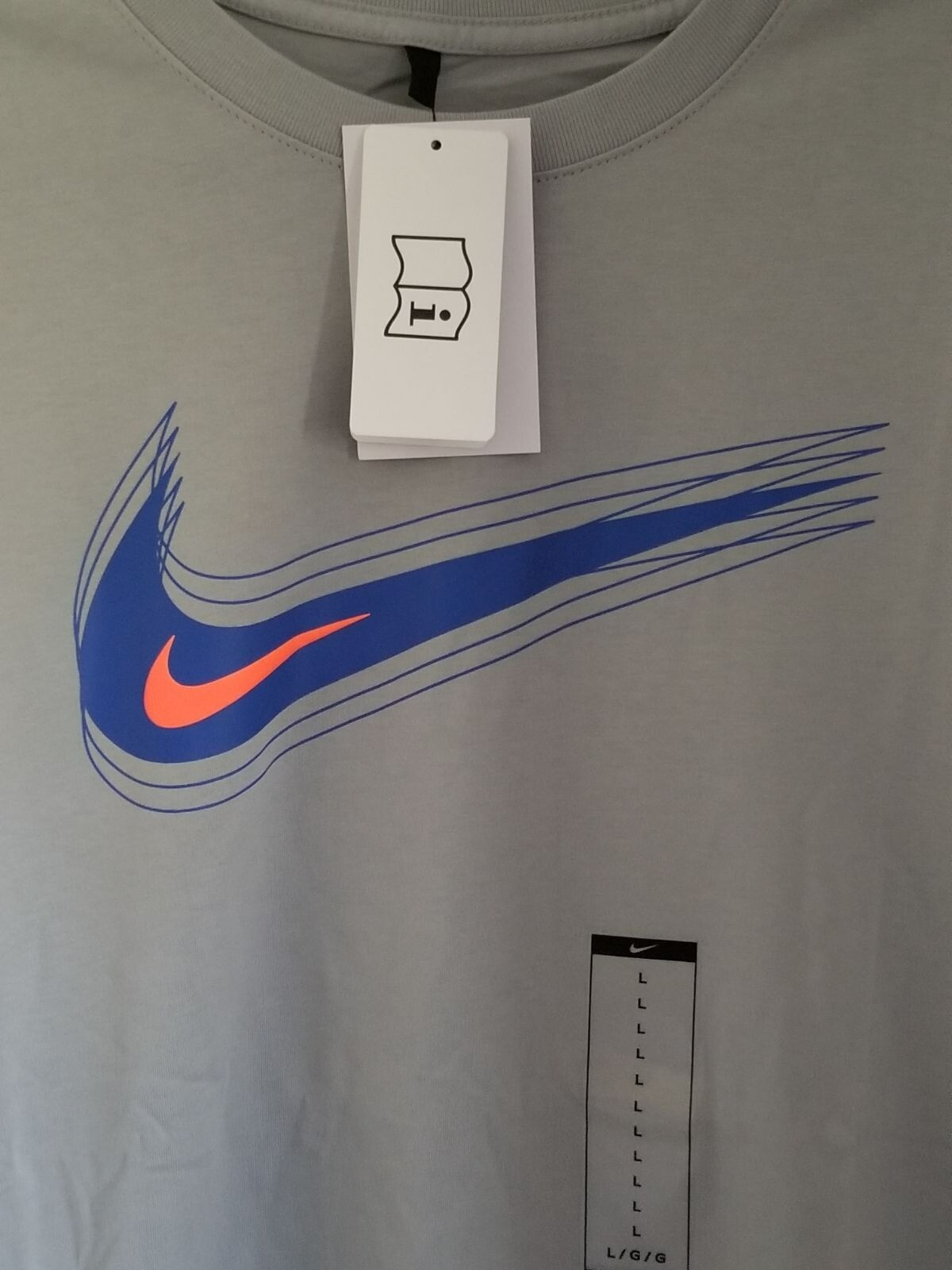 Nike Swoosh 12 Month Logo T Shirt  Size Large  Color Platinum/Blue/Red Item image 2
