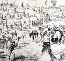 Winter Camp During Civil War Landscape Scene 1882 Victorian Military Art... - $19.99