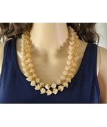 Peach Lucite Petal Bead Necklace &amp; Clip Earrings, 1950s West Germany - $65.94 CAD