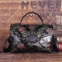 Genuine Leather Vintage Women Shoulder Bag New Handmade Embossed Cowhide Handbag - £100.81 GBP