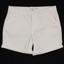 H&amp;M LOGG Womens Cuffed Chino Shorts sz 8 White Stretch Walking H &amp; M L.O.G.G NEW - $17.83