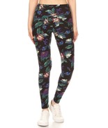 Long Yoga Style Banded Lined Floral Printed Knit Legging With High Waist_ - £6.29 GBP