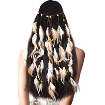 Feather Headband Hippie Headband for Women Hippie Accessories Indian Headband Fe - £17.86 GBP