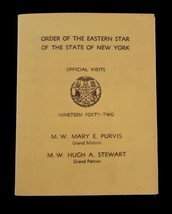 Vtg Order of Eastern Star Official Visits Pamphlet 1942 Unusual Ephemera - $19.99
