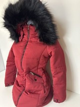 Coalition LA Red Puffer Jacket Size Small (4) Parka Faux Fur Hoodie Quilted NWT - $32.71