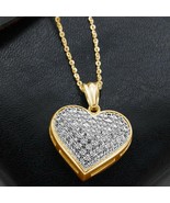2Ct Round Cut VVS1 Moissanite Heart Pendant 14K Yellow Gold Plated W/ 18... - £85.67 GBP