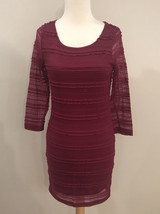 Forever 21 Long Sleeve Sheer Lace Mini Dress Burgundy Red Lined Size Small - £9.31 GBP