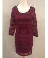 Forever 21 Long Sleeve Sheer Lace Mini Dress Burgundy Red Lined Size Small - $15.86 CAD