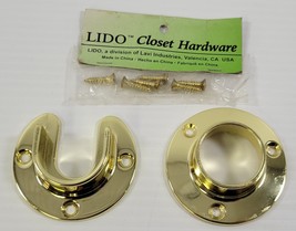 Q1) Vintage LIDO Gold Tone Brass Closet Pole Rod Hanging Hardware Flange... - $8.12 CAD