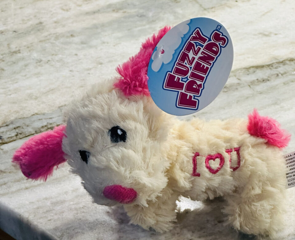 Greenbrier Fuzzy Friends Plush "I ❤️ U" 5" Dog Beige With Pink Stuffed Animal