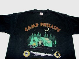 Vintage Camp Phillips Outfitters Boy Scouts Black T-Shirt Tee 1995 Men&#39;s... - £10.74 GBP