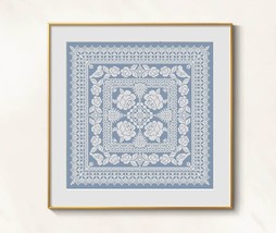 Doves Cross Stitch roses pattern pdf - Ornament Biscornu Embroidery Whit... - £5.18 GBP