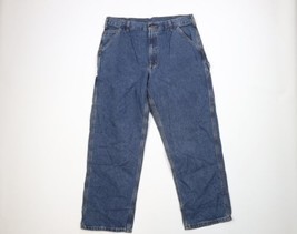 Vintage Carhartt Mens 38x30 Distressed Wide Leg Dungaree Denim Jeans Pants Blue - £47.44 GBP