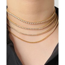 Peri&#39;sBox AAA Cubic Zirconia Chain Collar Necklaces Exquisite Shining Tennis Cha - £13.52 GBP