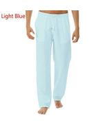 Light Blue Mens Linen Trousers Cotton Harem Casual Yoga Pants - £16.89 GBP