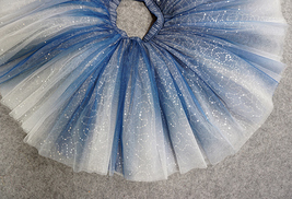 Women Girl Short Frozen Tutu Skirt Silver Blue Layered Puffy Tutu Skirt Holiday image 5