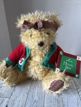 Hallmark Merrily Teddy Bear Christmas Plush Stuffed Animal Toy Red &amp; Gre... - £13.23 GBP