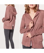 LULULEMON Mauve Still Movement Wrap Knit Sweater Split Back Hood Cardiga... - €38,52 EUR