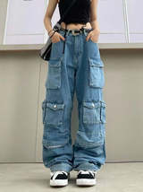 Multi-Pocket Washed Cargo Pants (Y2k Retro Street Fashion) - £63.39 GBP