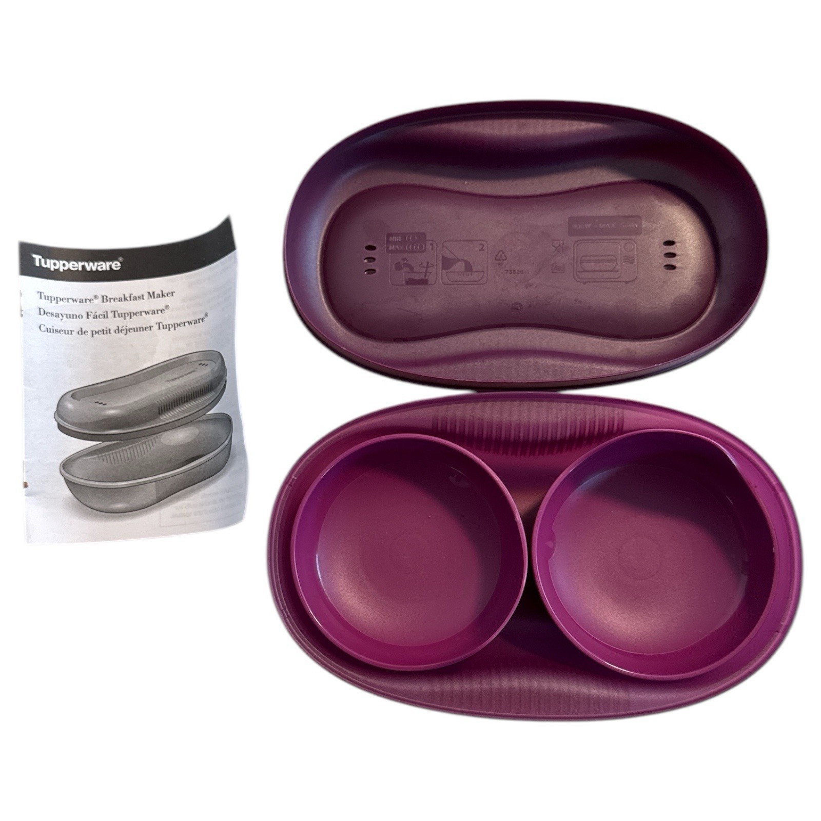 Tupperware Microwave Breakfast/Egg Maker W/ Two Inserts Purple Instructi... - $14.69