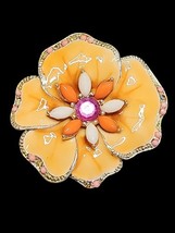 Gold Tone Enameled Orange Flower White Orange Opalescent Beads Pink  Bro... - $27.23