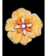 Gold Tone Enameled Orange Flower White Orange Opalescent Beads Pink  Bro... - $27.23