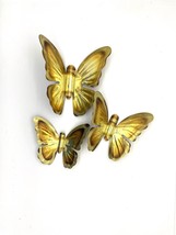Vintage Set Of 3 Butterflies Brass Wall Hanging Retro Wall Art - $29.69