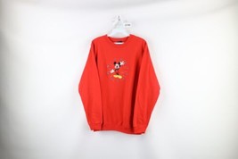 Vintage 90s Disney Womens Medium Faded Spell Out Mickey Mouse Sweatshirt Red USA - £47.44 GBP