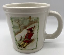 Magenta Mug Victorian Girl Sledding Merry Christmas Snow Winter Coffee T... - $20.56