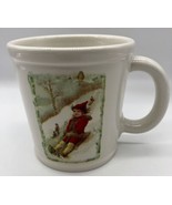 Magenta Mug Victorian Girl Sledding Merry Christmas Snow Winter Coffee T... - £16.17 GBP