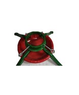 Vintage Metal Red &amp; Green Christmas Tree Holder Stand Holiday Water Pan - £20.44 GBP