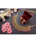 VeroniQ Trends-South Indian Gold Plated Pachi Kundan Choker Necklace - £137.66 GBP
