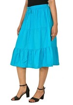 Womens Girls A-line Midi skirt Cotton lining Hem 27&quot; Waist Free size Blu... - $34.14