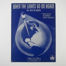 Sheet Music When the Lights Go on Again All Over the World Vintage 1942 WW2 WWII - £7.81 GBP