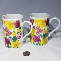 Set of 2 Dunoon Primavera Tulips and Daffodils Mug Helen Sandiford Scotl... - £18.00 GBP